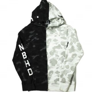 アベイシングエイプ(A BATHING APE)のA BATHING APE x NEIGHBORHOOD ア ベイシング エイプ ネイバーフッド 18AW 別注 日本製 NHBP . CAMO SHARK ZIP HOODED カモシャーク スウェットジップパーカー 001ZPE731941X 2XL BLACK/WHITE BAPE HOODIE トップス【中古】【A BATHING APE × NEIGHBORHOOD】(パーカー)