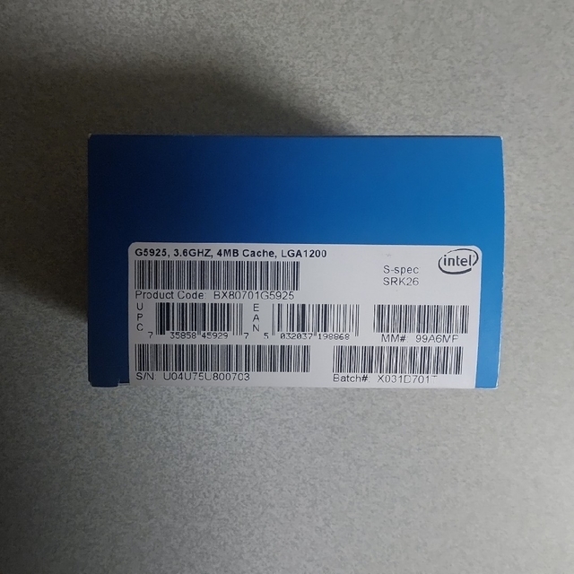 Celeron G5925  BOX lga1200 一度開封済み　未使用品