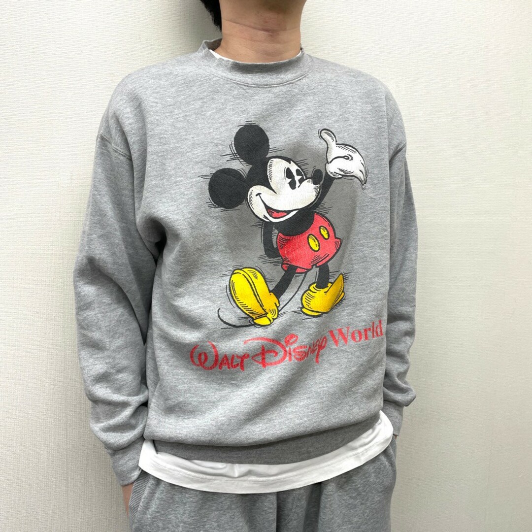 ディズニー WALT DISNEY COMPANY スウェット シャツ トレーナー ミッキーマウス 両面プリント 長袖 サイズ：MEN'S L位 ホワイト