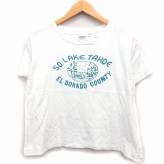 マウジー(moussy)のマウジー moussy Tシャツ カットソー ショート丈 英字 プリント 半袖(Tシャツ(半袖/袖なし))