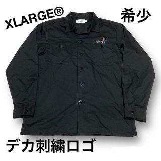 エクストララージ(XLARGE)の希少 XLARGE® ワークシャツ ビッグ刺繍ロゴ 大きめM ブラック(シャツ)