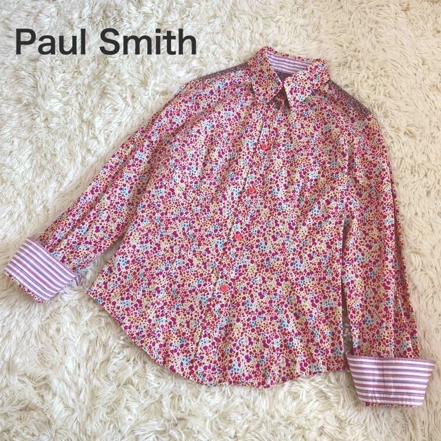 Paul Smith(ポールスミス)の美品☆Paul Smith  長袖シャツ 花柄 ストライプ 40サイズ レディースのトップス(シャツ/ブラウス(長袖/七分))の商品写真