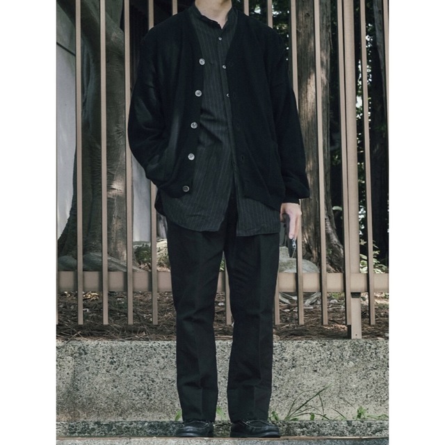 【19AW/希少品】comoli バンドカラーシャツ チョークストライプ