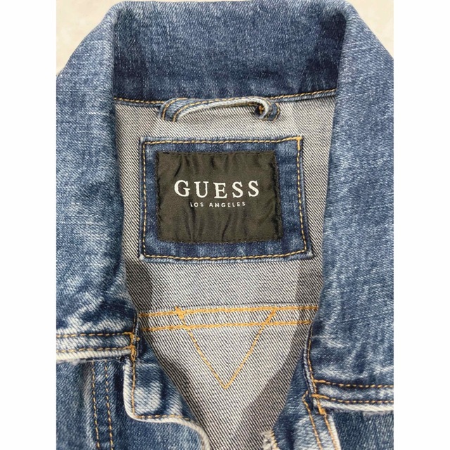 美品 GUESS JEANS バック刺繍 ロゴ ダメージ加工 デニムジャケット