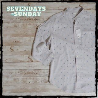 セブンデイズサンデイ(SEVENDAYS=SUNDAY)の美品 未使用 未着用 セブンデイズサンデイ 7分袖 シャツ M 麻 綿 総柄(シャツ)