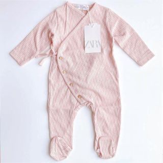 ザラキッズ(ZARA KIDS)の【新品】ZARA オープンニット ジャンプスーツ 68cm（3-6M）(ロンパース)