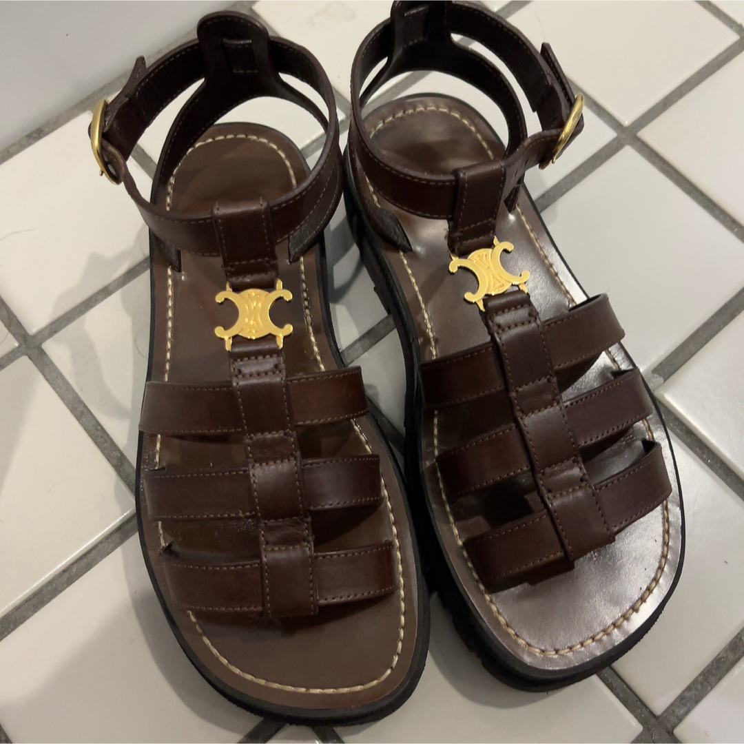 CELINE セリーヌ チャンキーサンダル ダークブラウン 靴 グルカ