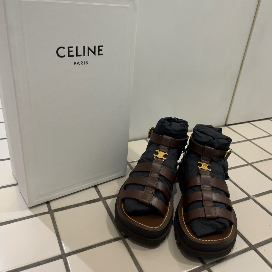 CELINE セリーヌ チャンキーサンダル ダークブラウン 靴 グルカ