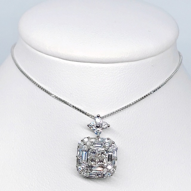 1.00ct プリンセスカット バケットカット ダイヤモンド トップ K18WG