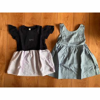 新品 女の子 ベビー 夏 ワンピース セット ネイビー ブルー 95センチ(ワンピース)