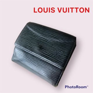 ルイヴィトン(LOUIS VUITTON)のヴィトン✨状態良好✨三つ折り財布 Wホック コンパクト エピ　男女　黒　ブラック(財布)