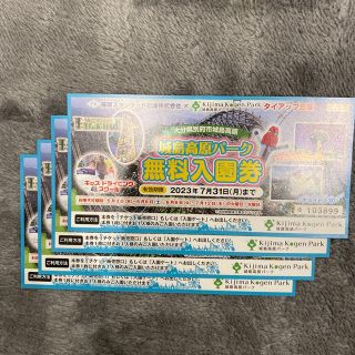 城島高原パーク無料入園券4枚セット(遊園地/テーマパーク)