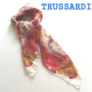 トラサルディ(Trussardi)のトラサルディ　TRUSSARDI　スカーフ　花柄　タッセル　ヨーロピアン(バンダナ/スカーフ)