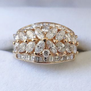 ダイヤモンド パヴェ リング K18YG 2.02ct 7.1g(リング(指輪))