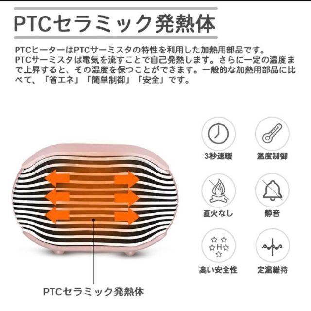 ❤️セラミックファンヒーター❤️小型おしゃれ 省エネ 足元オフィス 卓上 静音 メンズのジャケット/アウター(ノーカラージャケット)の商品写真