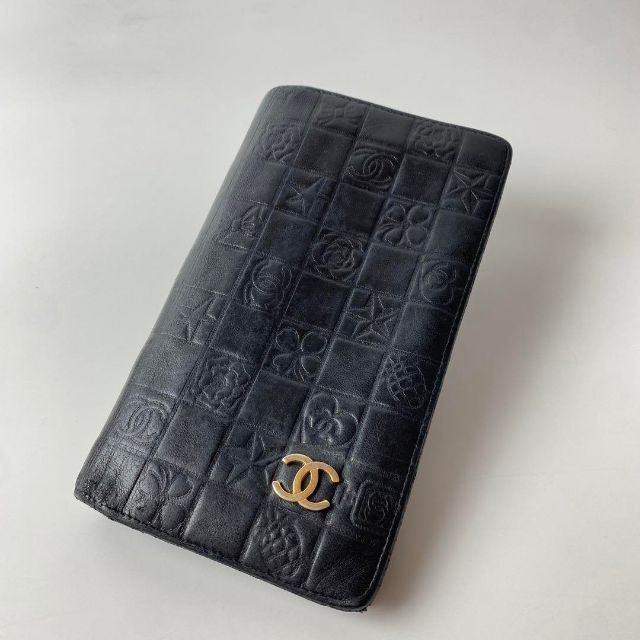 シャネル CHANEL チョコバー アイコン レザー 二つ折り長財布 ココマーク