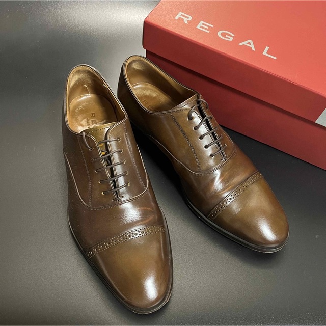 【極美品】REGAL/リーガル W52B キャップトゥ ブラウン 24 1/2レザーソール製法