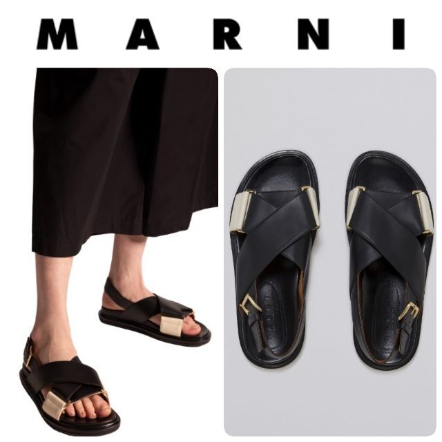 新品 MARNI マルニ Fussbett サンダル 36 ブラック