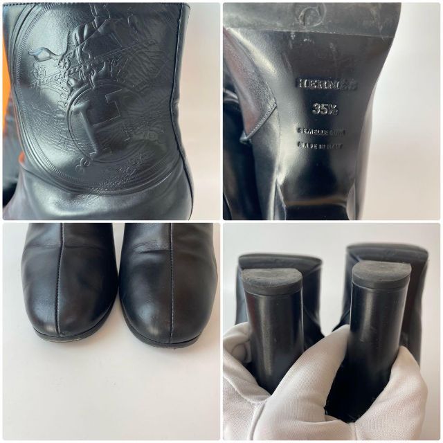 Hermes - エルメス HERMES レザー ショートブーツ エクスリブリス 箱