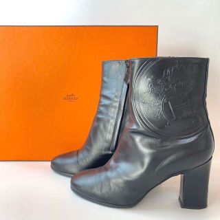 Hermes - エルメス HERMES レザー ショートブーツ エクスリブリス 箱