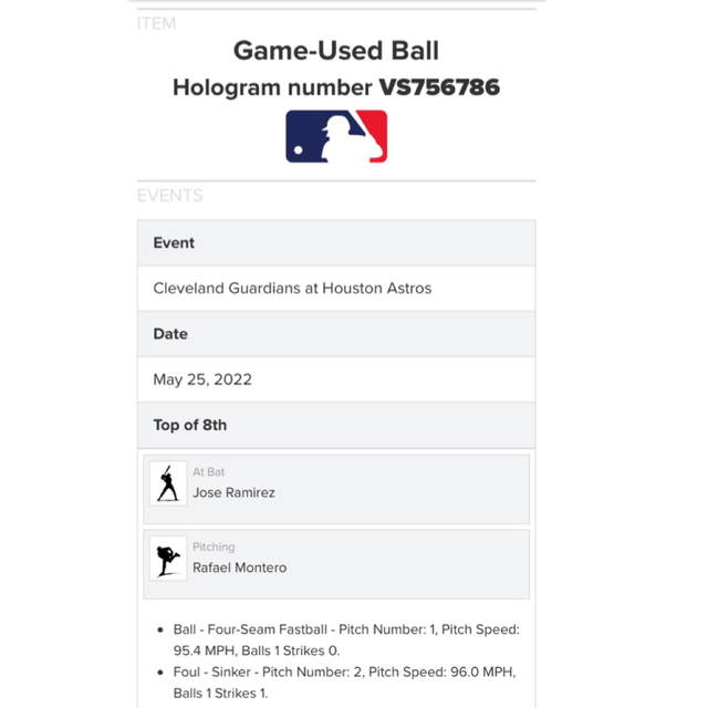 MLB - ガーディアンズ ホセ ラミレス 2022年実使用 vsアストロズ MLB - ガーディアンズ ホセ ラミレス 2022年実使用 vsアストロズ