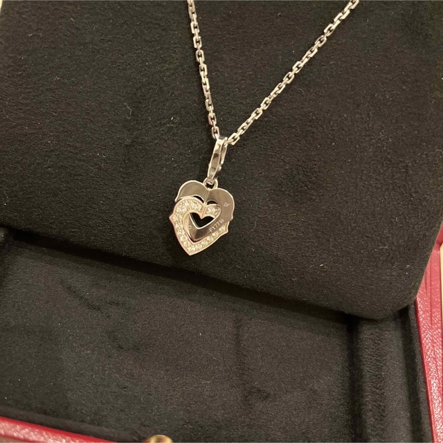 Cartier - 美品 カルティエ ダブルハート ダイヤモンドネックレスの
