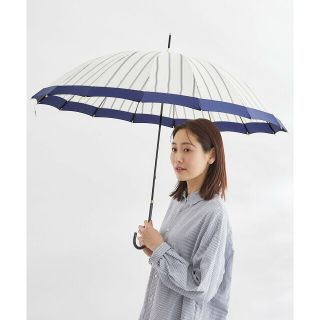 ロペピクニックパサージュ(ROPE' PICNIC PASSAGE)の【オフホワイト（15）】【Wpc.】晴雨兼用/16本骨切り継ぎストライプアンブレラ(傘)