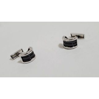 美品□BVLGARI/ブルガリ　パレンテシ　Ag925×オニキス　カフスボタン/カフリンクス　シルバー×ブラック　イタリア製　総重量10.5g