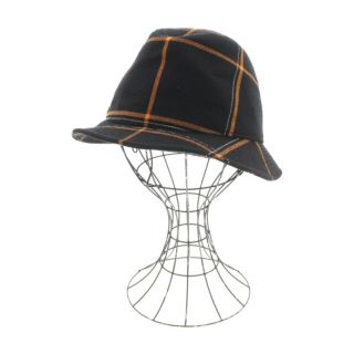 エルメス(Hermes)のHERMES エルメス ハット 57(M位) 黒xオレンジ(チェック) 【古着】【中古】(ハット)