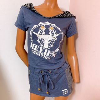 超熱 ワンピース 新品 ミニ d.i.a. ゼブラ柄ラメ入り デニムワンピース