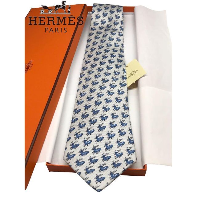 未使用 箱付き ネクタイ HERMES エルメス シルク100% - ネクタイ