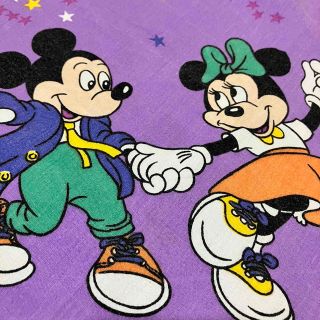 ディズニー(Disney)の🌜ビンテージ　布団カバー🌛ミキミニ　紫　ダンス　シーツ(生地/糸)