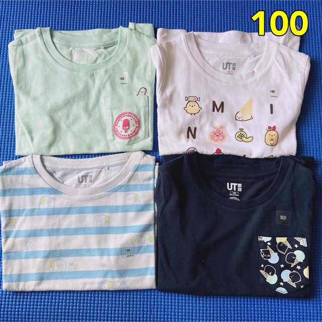 UNIQLO(ユニクロ)の★新品未使用★ユニクロ　すみっコぐらし　半袖Tシャツ　4点セット　100cm キッズ/ベビー/マタニティのキッズ服女の子用(90cm~)(Tシャツ/カットソー)の商品写真