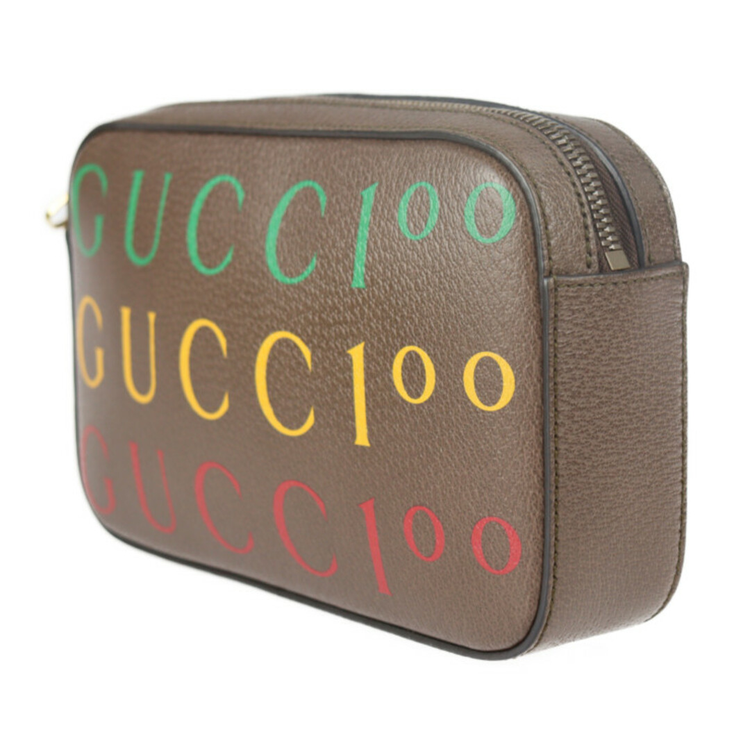 Gucci(グッチ)のGUCCI グッチ 100周年記念 ベルトバッグ ウエストバッグ 602695   カーフレザー ブラウン マルチカラー ゴールド金具 ロゴ ボディバッグ ウエストポーチ バムバッグ 【本物保証】 メンズのバッグ(ウエストポーチ)の商品写真