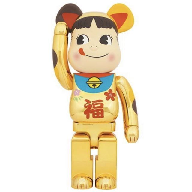 BE@RBRICK 招き猫 ペコちゃん 福 金メッキ 1000% ベアブリックエンタメ/ホビー