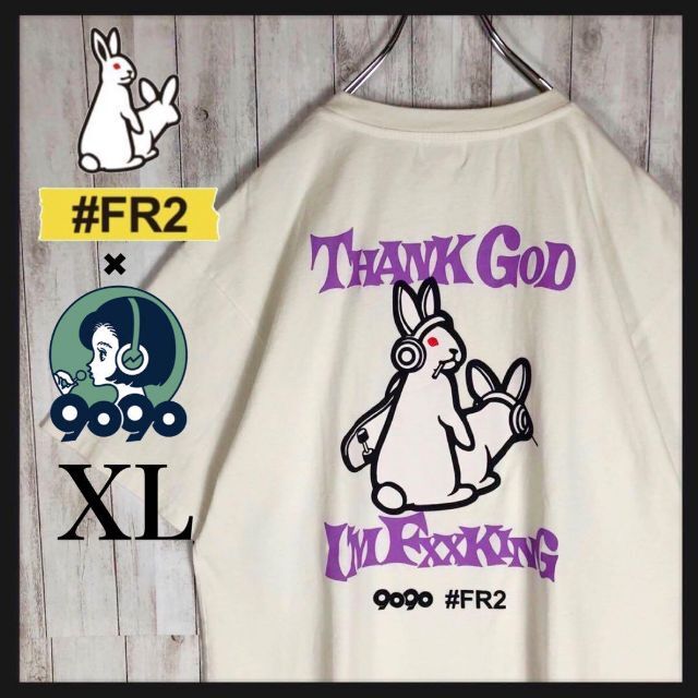 ふくれな着用】FR2 × 9090 NINETY 色情兎 限定コラボ Tシャツ-