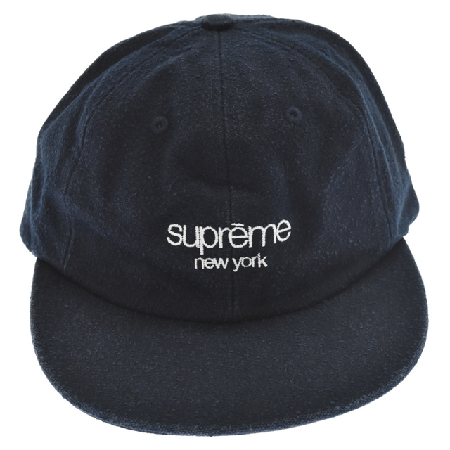 SUPREME シュプリーム 18AW Napped Canvas Classic Logo 6-Panel クラシック ロゴ キャップ ネイビーキャップ