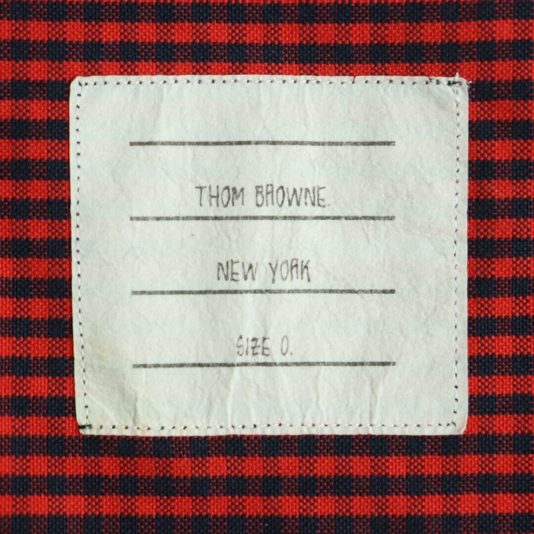 美品◆THOM BROWNE トムブラウン チェック柄 ボタンダウン コットン100% 長袖シャツ レッド×ブラック 0 USA製 正規品 メンズ r08-st30224-411 5