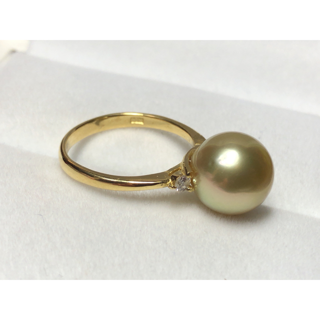 [新品同様]K18YGイエローゴールド金日本製天然真珠南洋パールリング指輪