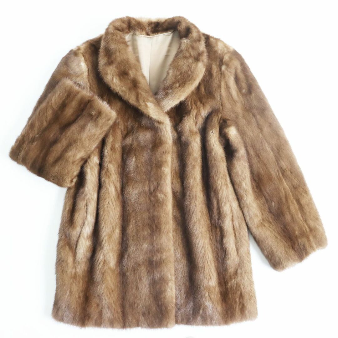 毛並み美品○MINK ヴァイオレットミンク ストライプ 本毛皮ショート