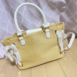 値下げ！新品♡リボンカゴバック(かごバッグ/ストローバッグ)