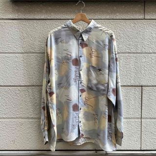 80s 90s USA古着 総柄シャツ 個性的 レーヨンシャツ vintage(シャツ)