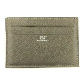 エルメス(Hermes)のエルメス シチズンツイル カードケース 名刺入れ ヴォーエプソン レザー グレー(名刺入れ/定期入れ)