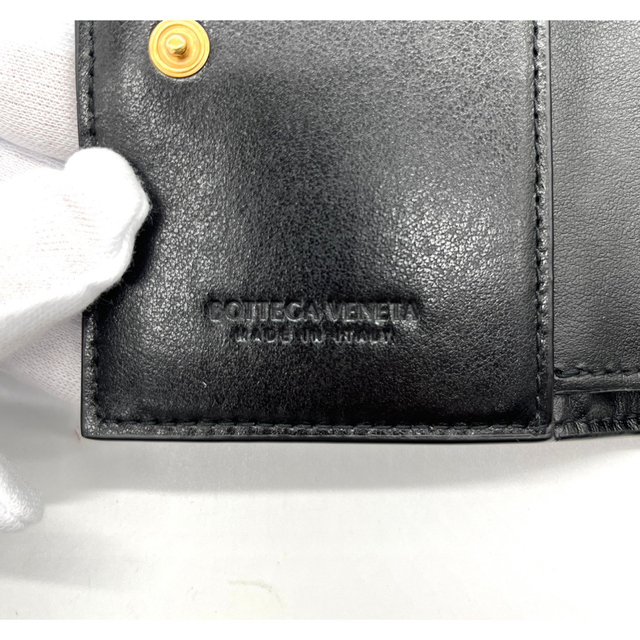 ボッテガ ヴェネタ カセット 折り畳み財布 ブラック ゴールド 正規品-