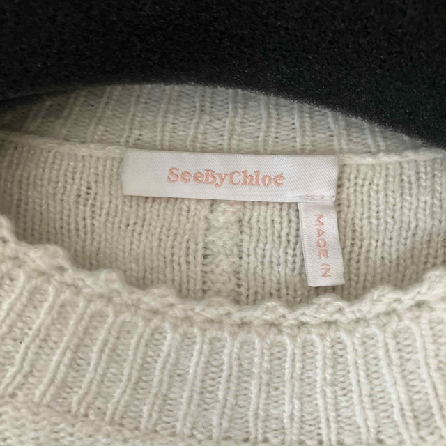 SEE BY CHLOE(シーバイクロエ)のSeeBy Chole 白ニット（袖レース） レディースのトップス(ニット/セーター)の商品写真