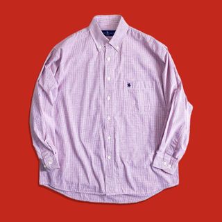 ポロラルフローレン(POLO RALPH LAUREN)の90s ヴィンテージギンガムチェックシャツ ボタンダウンシャツ 長袖シャツ 赤(シャツ)