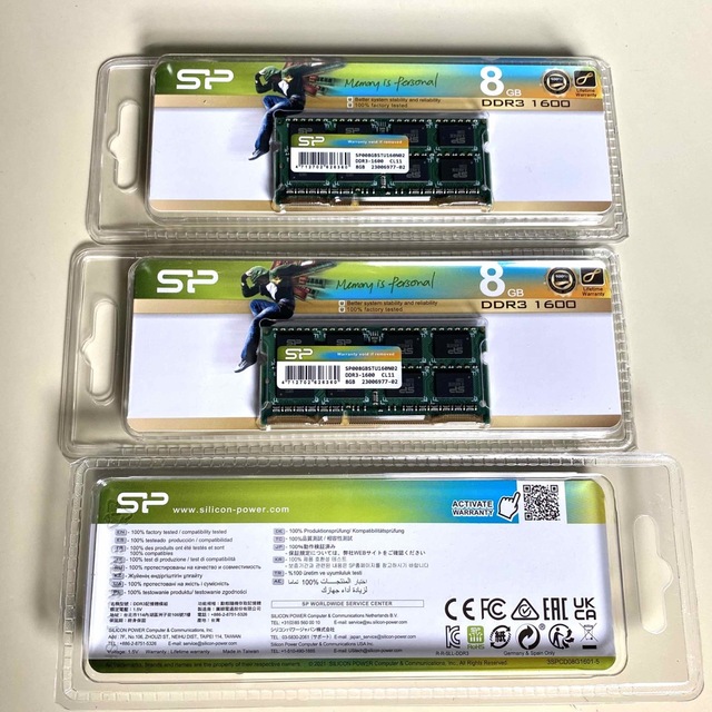 DDR3-1600 PC3-12800 8GB 204Pin Mac対応　2枚