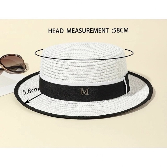 白 ホワイト ストローハット 麦わら帽子 折りたたみ可能 マリン レディース  レディースの帽子(麦わら帽子/ストローハット)の商品写真