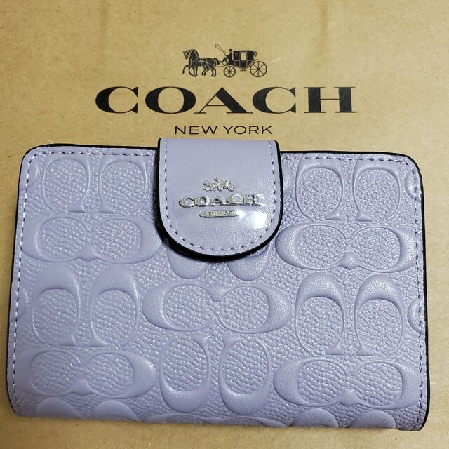 COACH ミディアム コーナー ジップウォレット 折り財布 パープル