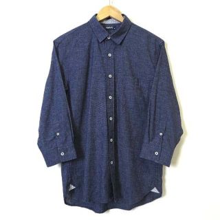 アザー(other)のネイビー NAVY マックハウス シャツ 麻 リネン コットン 7分袖 M 紺(シャツ)